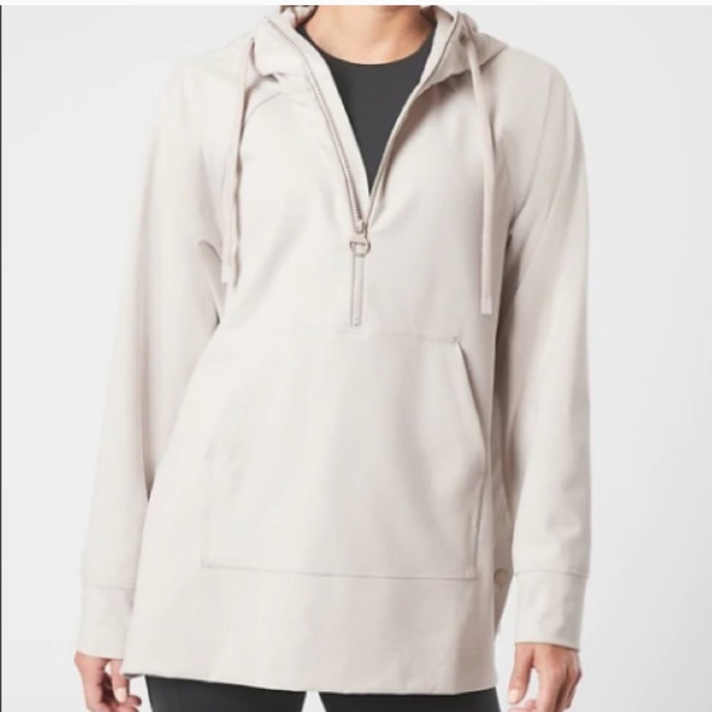 Athleta Light Beige Half-Zip Hoodie Pullover